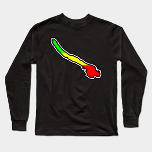 Galiano Island Silhouette in Rastafarian Flag Colours - Rasta Pattern - Galiano Island Long Sleeve T-Shirt